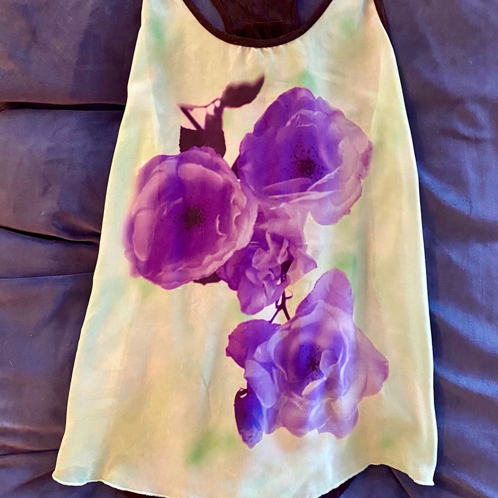 Flowy floral razorback tank top